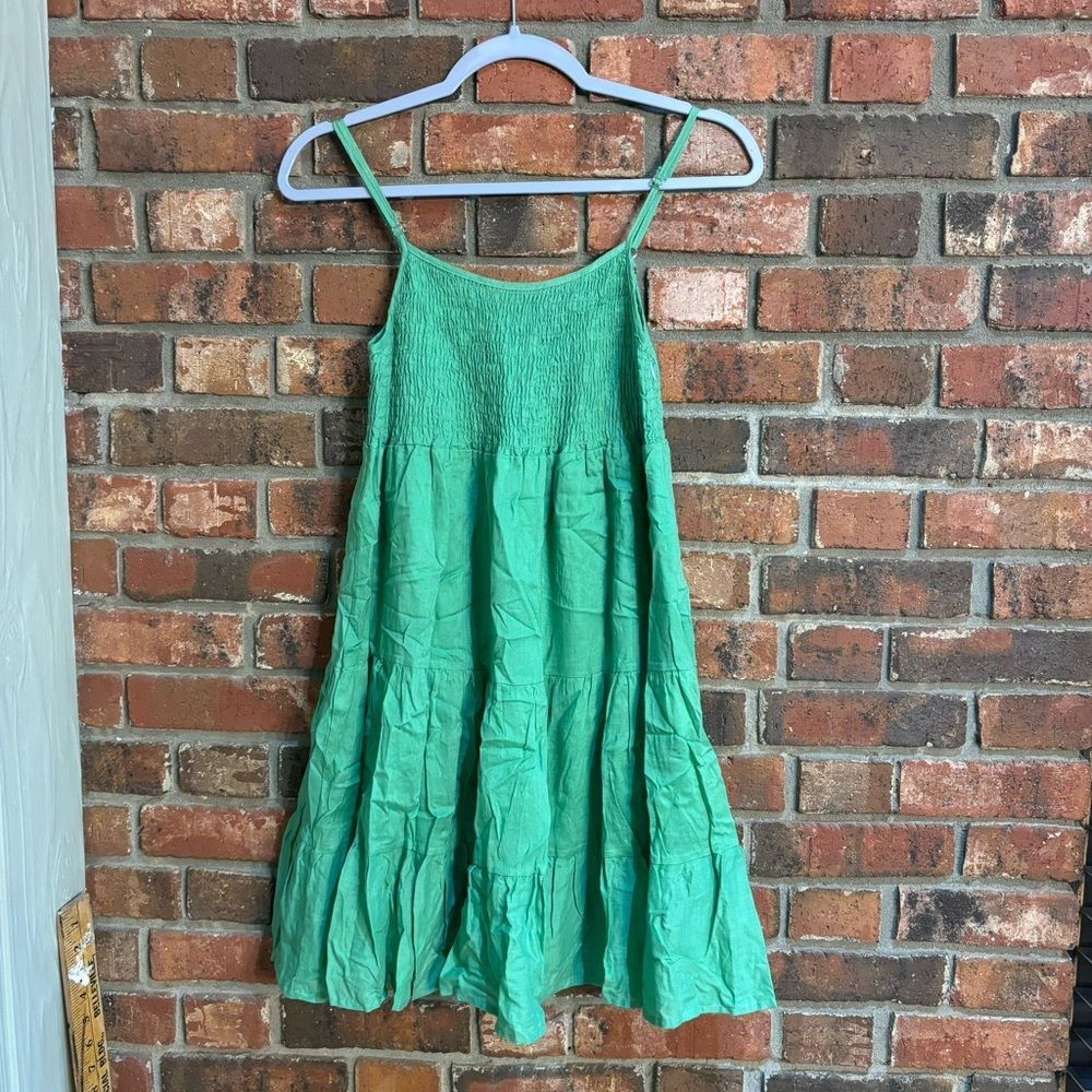HYFVE womens smocked tiered boho western gremlincore babydoll dress green large